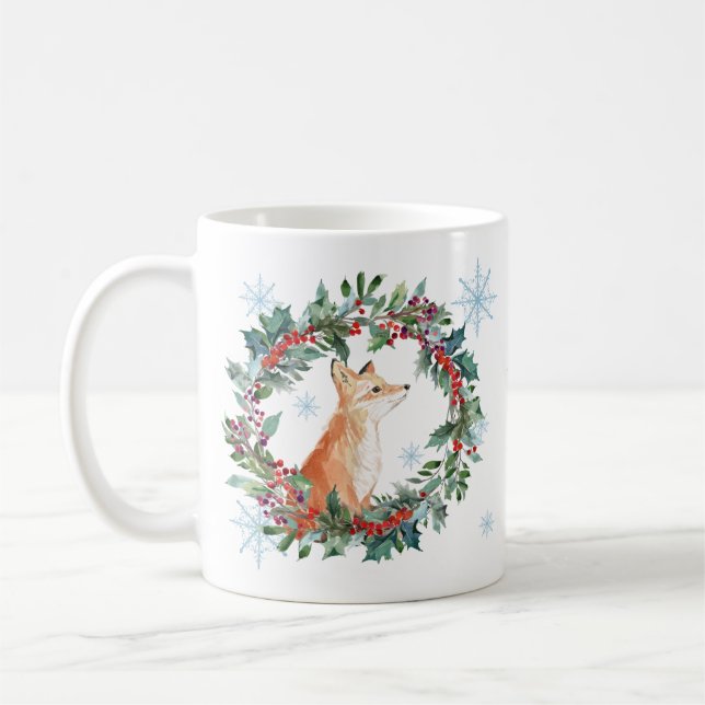 Cute Woodland Fox jul jul Kaffemugg (Vänster)