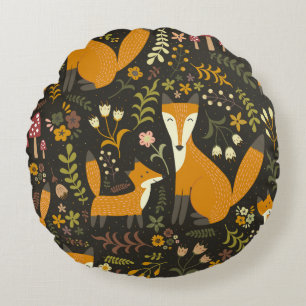 Cute Woodland Fox Mönster Bedroom eller Nursery Rund Kudde