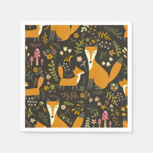Cute Woodland Fox Mönster Pappersservett