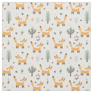 Cute Woodland Fox Mönster Tyg