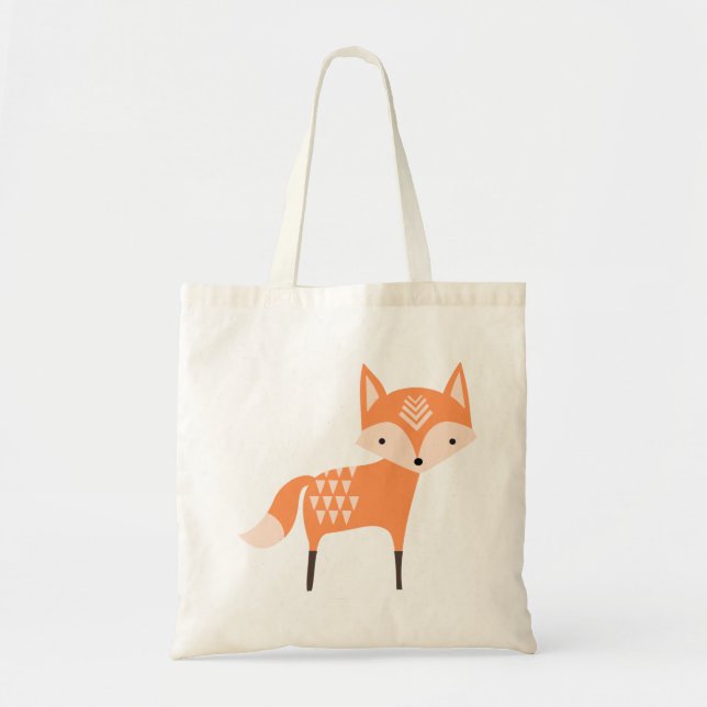 Cute Woodland Fox Tote Bag Tygkasse (Framsidan)