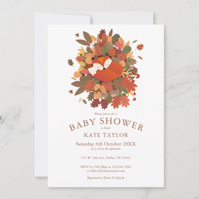 Cute Woodland Fox Unge Baby Shower Inbjudningar (Framsida)