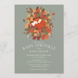 Cute Woodland Fox Unge Baby Sprinkle Inbjudningar