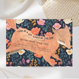 Cute Woodland Fox Vattenfärg Blommigt 3:e födelsed Inbjudningar