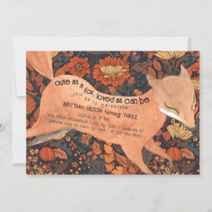 Cute Woodland Fox Watercolor Fall 3rd Birday Inbjudningar