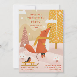Cute Woodland Fox | Winter Forest Christmas Party Inbjudningar