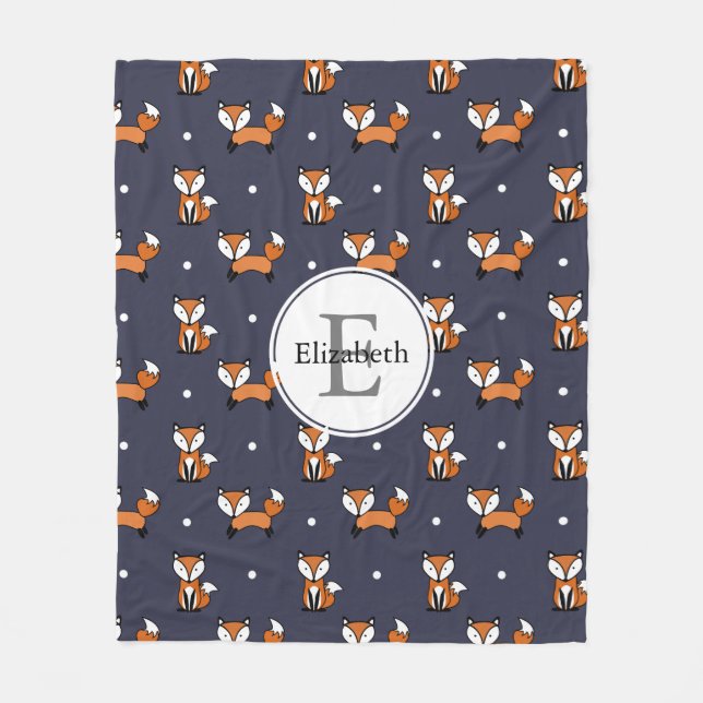 Cute Woodland Foxes Polka dots Personlig Fleecefilt (Framsidan)
