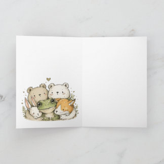 Cute Woodland Friends Birthday Card | Adorable Fro Kort