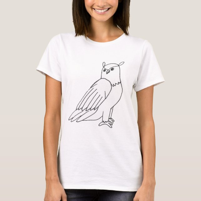 Cute Woodland Hand-dragen Uggla T Shirt (Framsida)