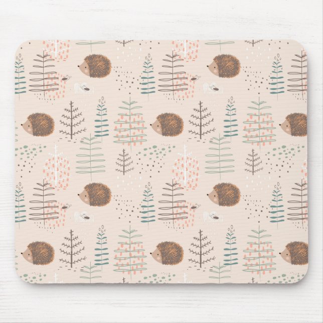 Cute Woodland Hedgehog Mönster Musmatta (Framsidan)
