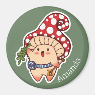 Cute Woodland Herbalist Mushroom Classic Round Sti Magnet