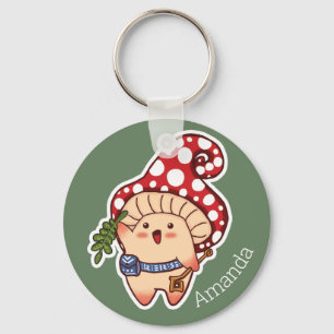 Cute Woodland Herbalist Mushroom Nyckelring