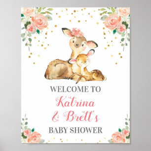 Cute Woodland Hjort Co-Ed Flicka Shower Välkommen Poster