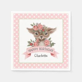 Cute Woodland Hjort Födelsedagsfest for Girl Pappersservett