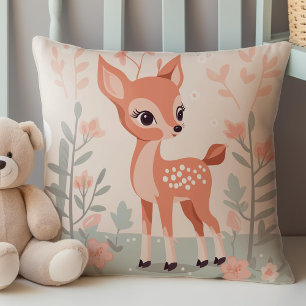 Cute Woodland Hjort, Forest Animals, flicka Kudde