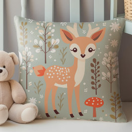Cute Woodland Hjort, Forest Friends, Gender Neutra Kudde