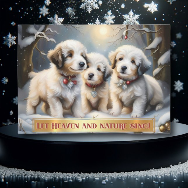 Cute Woodland jul Puppies Christian Julkort (Skapare uppladdad)