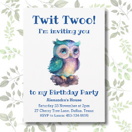 Cute Woodland Kids Uggla Birthday Inbjudningar