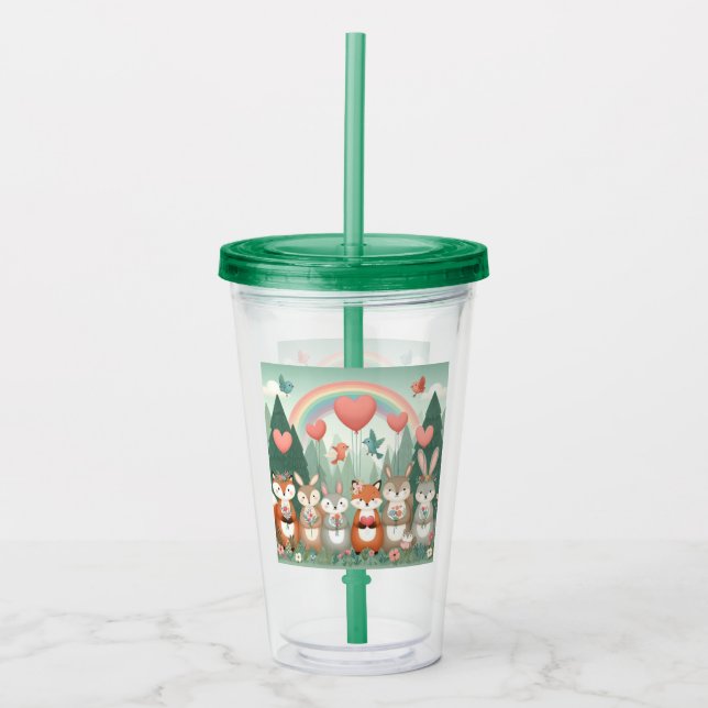 Cute Woodland Kreature rainbow valentine Take Away Mugg (Framsida)