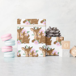 Cute woodland Mamma och baby hjort i party Presentpapper