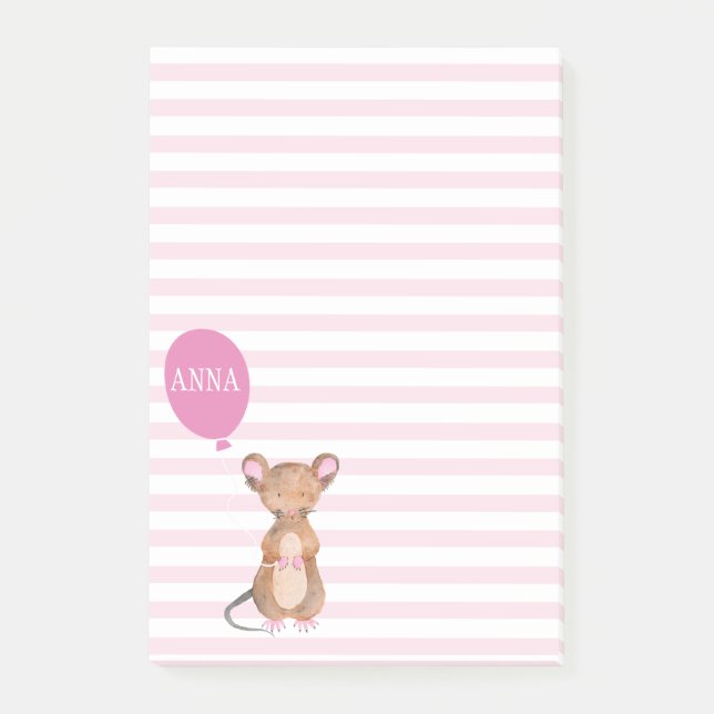 Cute Woodland Mouse | Anteckningar efter Personlig Post-it Block (Framsida)