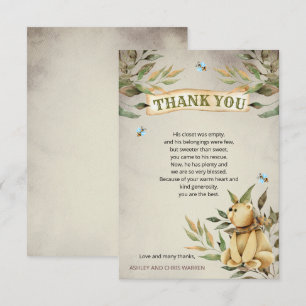 Cute Woodland Nalle Boy Baby Shower Tack Kort