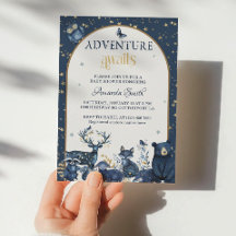 Cute Woodland Night Animal Äventyr Baby Shower