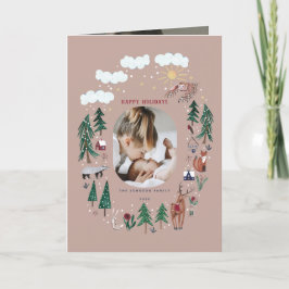 Cute woodland nordiska djur snö jul Holida Helgkort