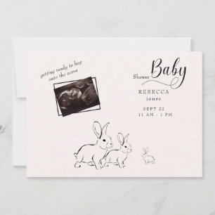 Cute Woodland Rabbit Ultrasound Baby Shower Inbjudningar