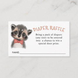 Cute Woodland Raccoon Diaper Raffle Tilläggskort