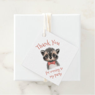 Cute Woodland Raccoon in Bow Tie Tack Gåvor Etiketter