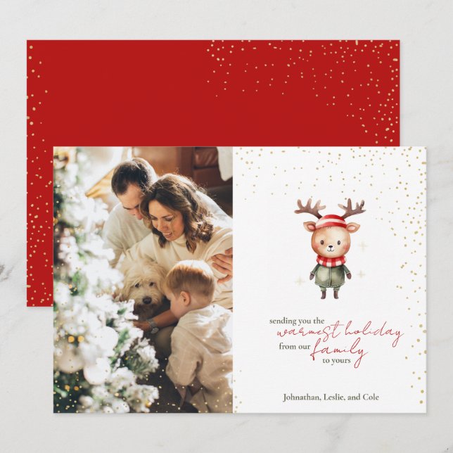 Cute Woodland Reindeer jul Elf Julkort (Fram/baksida)