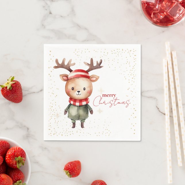 Cute Woodland Reindeer jul Elf Pappersservett (Insitu)