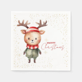 Cute Woodland Reindeer jul Elf Pappersservett