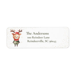 Cute Woodland Reindeer jul Elf Returadress Etikett