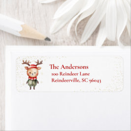 Cute Woodland Reindeer jul Elf Returadress Etikett