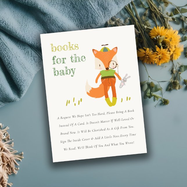 Cute Woodland Roligt Fox Bokar for Baby Shower Tilläggskort (Skapare uppladdad)