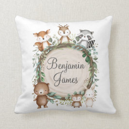Cute Woodland Rustic Grey Animals Birgats Stats Kudde