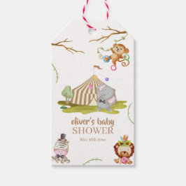 Cute Woodland Safari Animal Circus Baby Shower Presentetikett