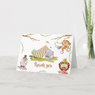 Cute Woodland Safari Animal Circus Baby Shower Tack Kort