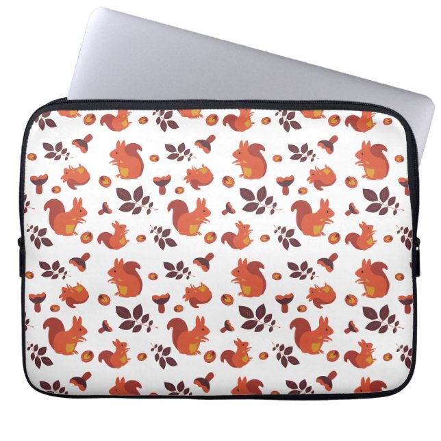 Cute Woodland Squirrel Autumn Pattern Laptop Fodral (Framsidan)