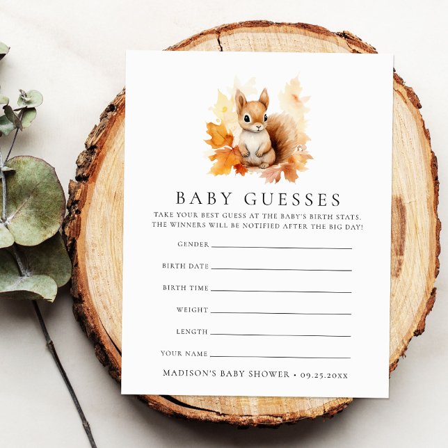 Cute Woodland Squirrel Baby Shower Guessing Game (Skapare uppladdad)