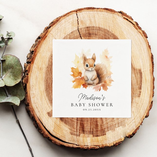Cute Woodland Squirrel Fall Baby Shower Pappersservett (Skapare uppladdad)