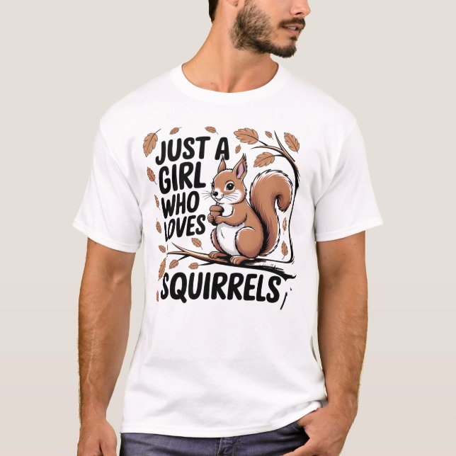 Cute Woodland Squirrel Lover Retro Design With Aco T Shirt (Framsida)