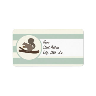 Cute Woodland Squirrel på Light Sage Grönt Adressetikett