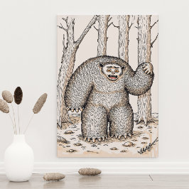 Cute Woodland Storybook Stil Monster eller Bigfoot Poster
