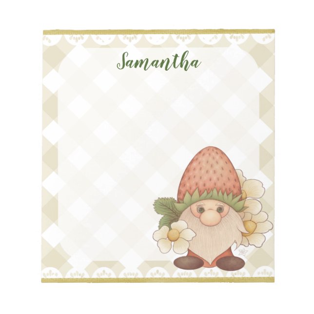 Cute Woodland Strawberry Gnome Anteckningsblock (Framsida)