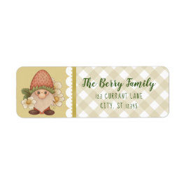 Cute Woodland Strawberry Gnome Returadress Etikett