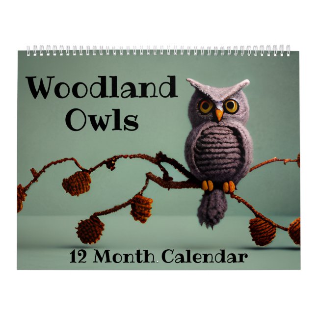 Cute Woodland Uggla Baby Shower Child Nursery Deco Kalender (Omslag)