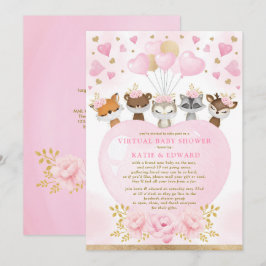 Cute Woodland Valentiness Flickor Virtuellare baby Inbjudningar